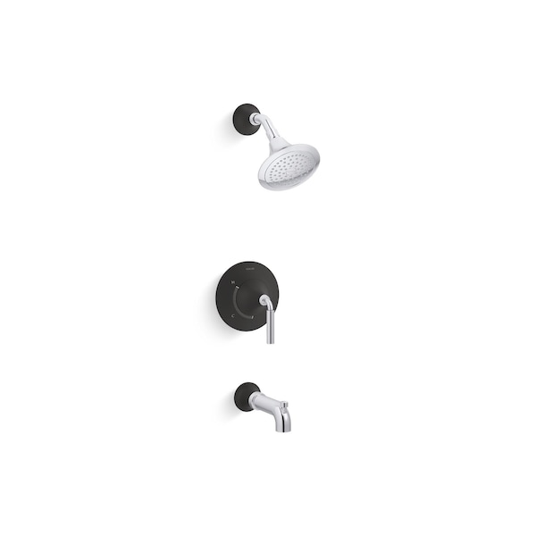 Kohler Tone Rite-Temp B/S Trim 1.75 GPM Polished Chrome with Matte Black TS27421-4G-CBL - main